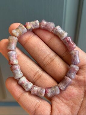 Unicorn Tourmaline Bamboo Crystal Bracelet 9.5mm